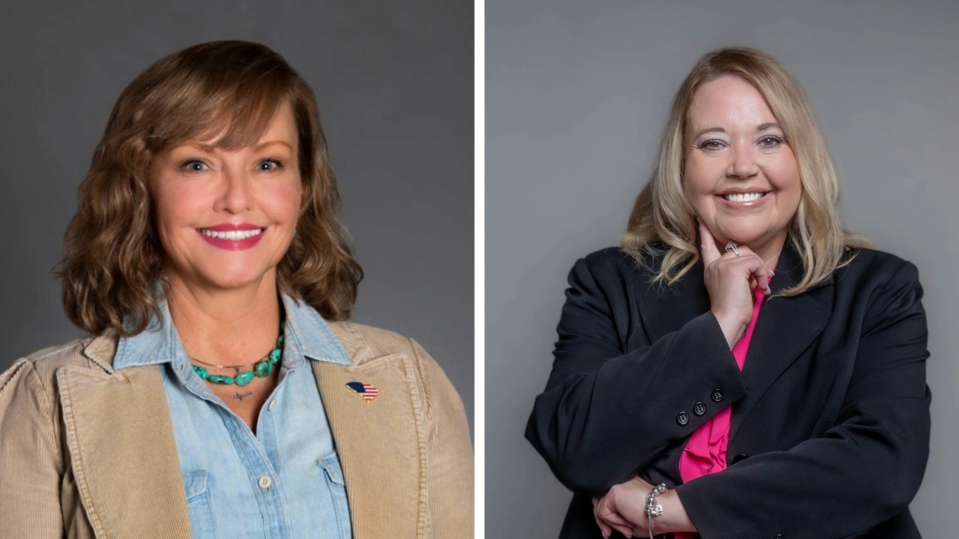 Image of Area 26 school board candidates Amanda Brett (left) and Stephanie Meek (right)